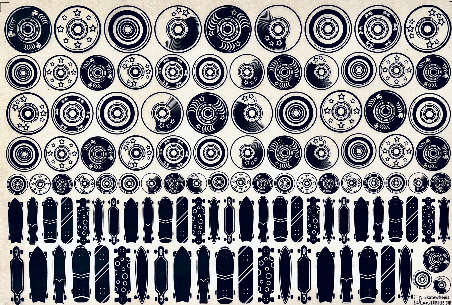 Skate Wheels  - Underglaze Transfer Sheet