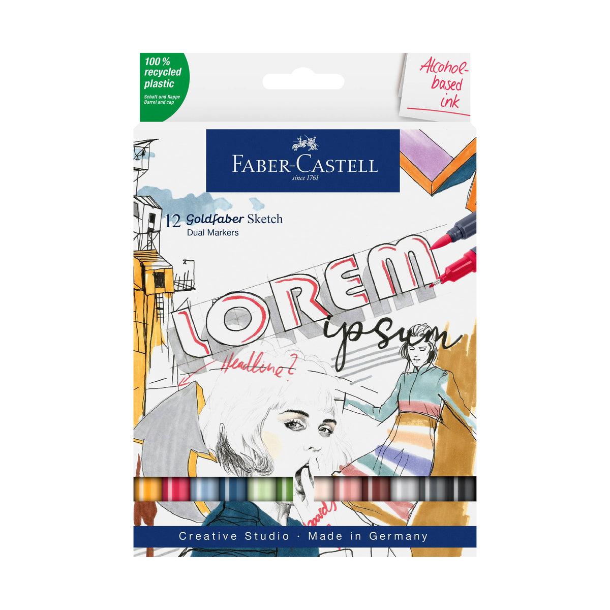 Goldfaber Sketch Markers, Wallet of 12 Vibrant Colors