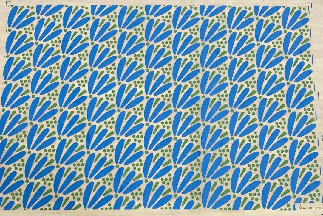 Petals - Underglaze Transfer Sheet - Blue / Green