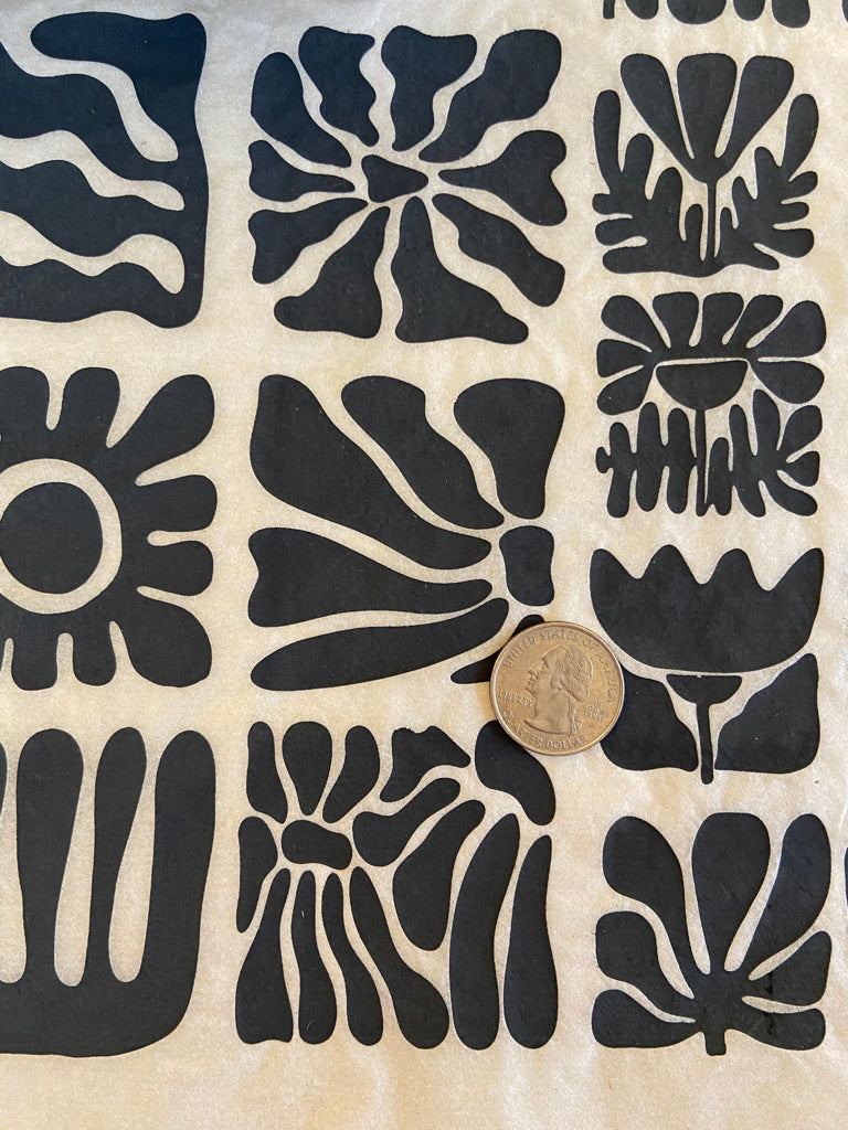 Wood Block Flowers - Underglaze Transfer Sheet