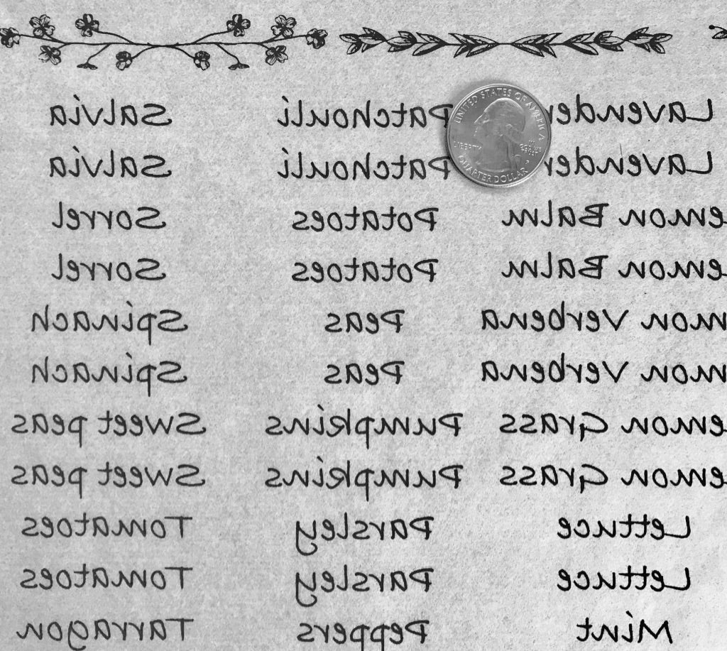 Herb / Veggie Names - Underglaze Transfer Sheet