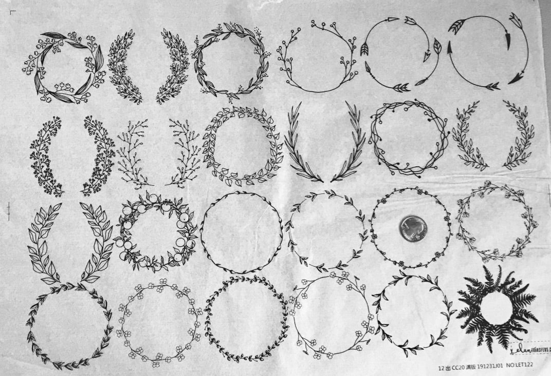 Floral Wreaths - Underglaze Transfer Sheet