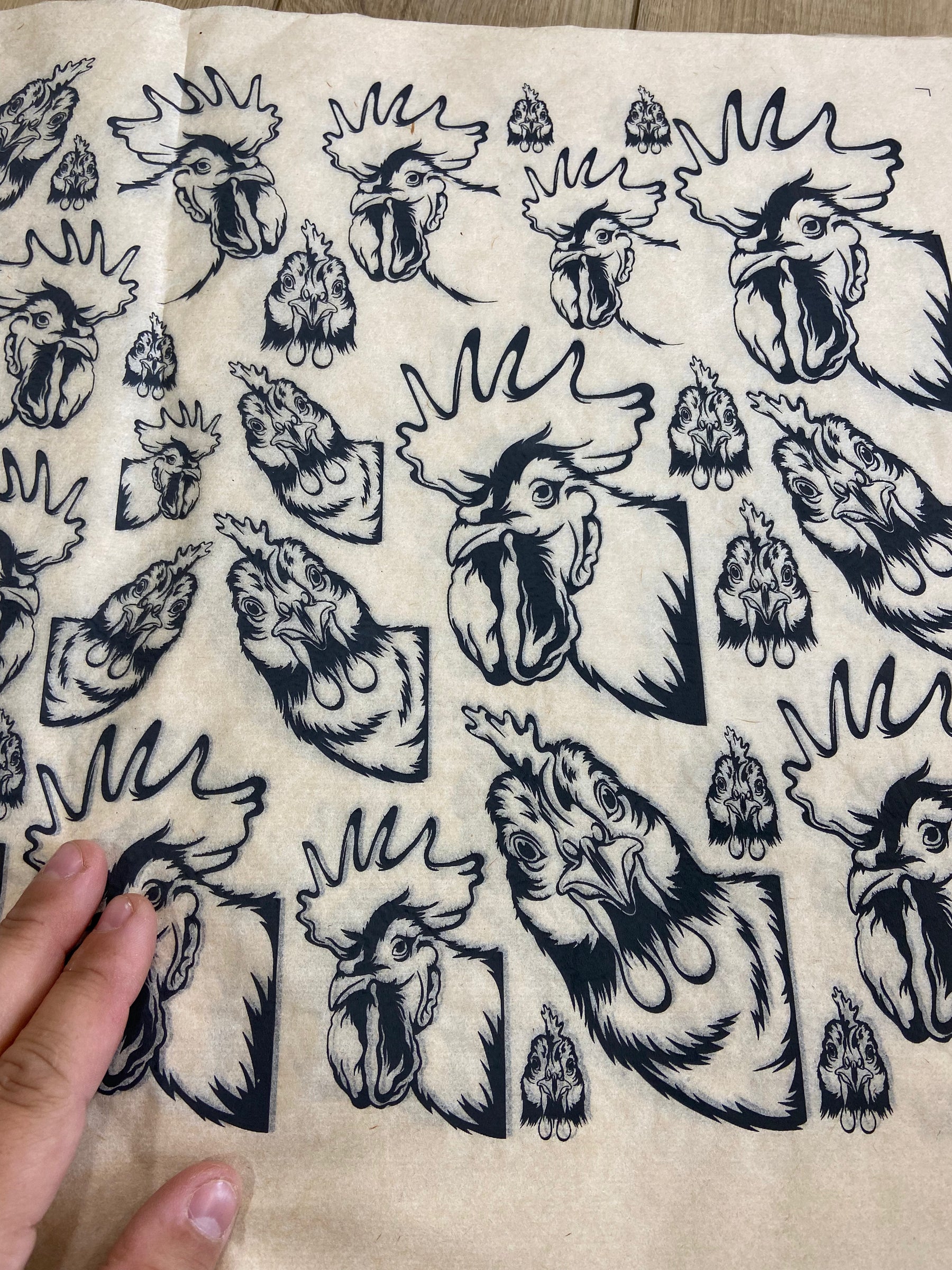 Chickens Peeking  - Underglaze Transfer Sheet