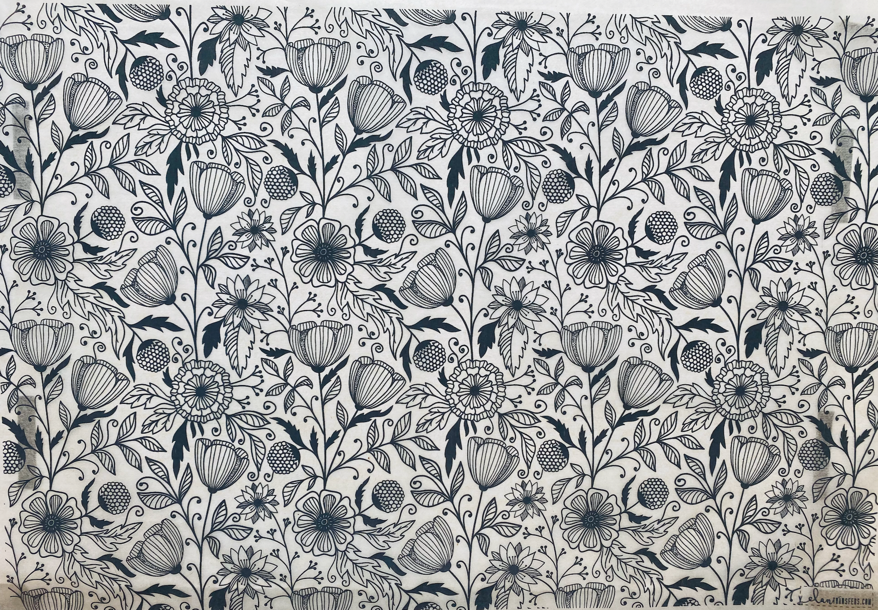 Flower Doodle - Underglaze Transfer Sheet