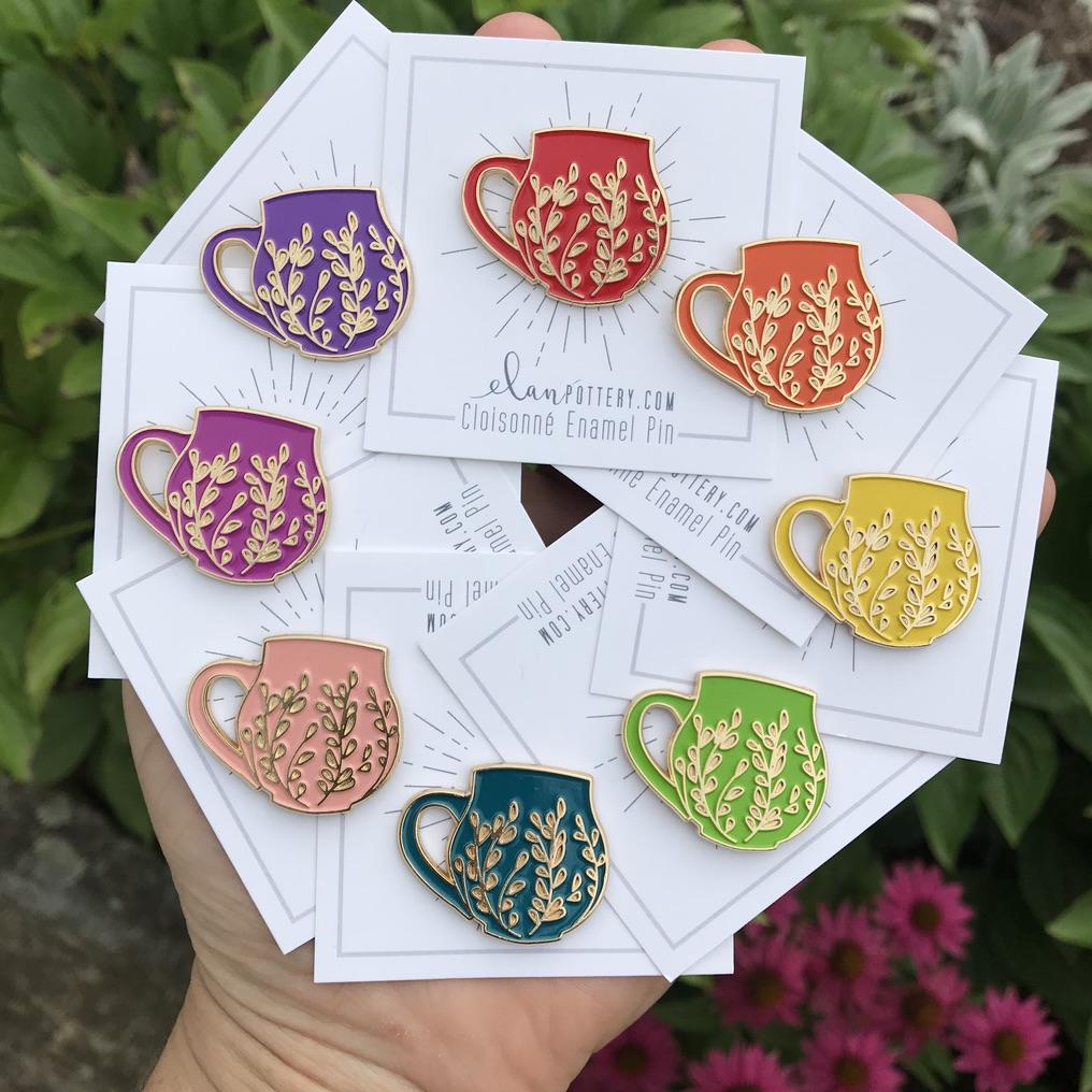 Tree Carved Mug Enamel Pin (you choose color)